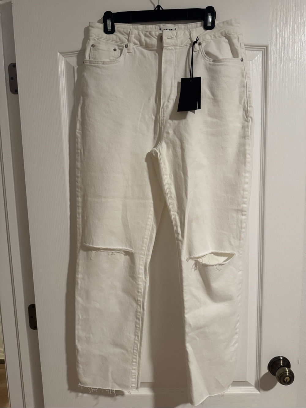 PAIGE Stella straight leg with raw hem White Jeans